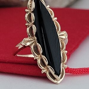 ❤️10k Size 6.25 Precious Solid Yellow Gold Onyx Cocktail Ring! 👌🎁